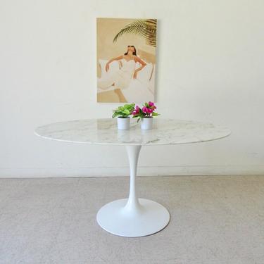 Oval Faux Marble Dining Table
