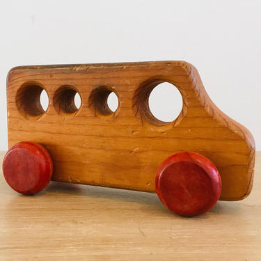 Vintage Wooden Toy Bus by Sunbow circa 1978 