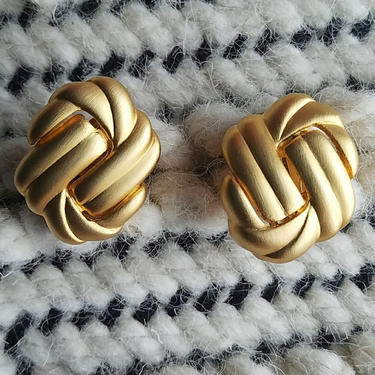 Vintage 80s Gold Tone Clip On Earrings| Army Knot 80s Earrings| Vintage Clip Ons| Gold Tone Earrings 