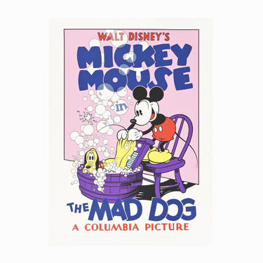 Vintage Mickey Mouse Serigraph &amp;quot;The Mad Dog&amp;quot; Walt Disney Print 
