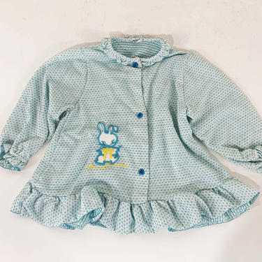 Vintage Children's Tent Top Blue Bunny Dress 24mo Carter's Kid's Long Sleeve Girl's Dress Ruffle Hem Children White Navy Red 