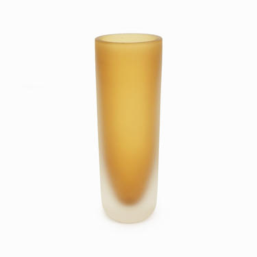 Murano Glass Vase Frosted Amber Italy Tobia Scarpa 