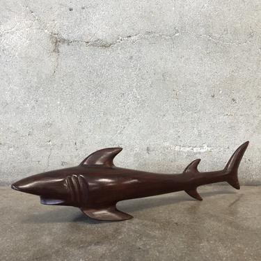 Vintage Iron Wood Shark Carving