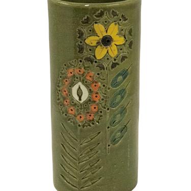 Aldo Londi for Bitossi Tall Pottery Cylindrical Vase 1960s