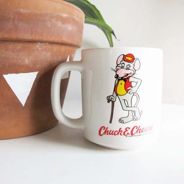 Vintage 80s Coffee Mug - 1986 Chuck E Cheese Mug - Chuck E Cheese Rat Mug - 80s 90s Kid Gift - Funny Coffee Cup 