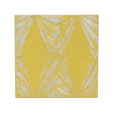 Handmade Art Deco Bright Yellow Tin Panel