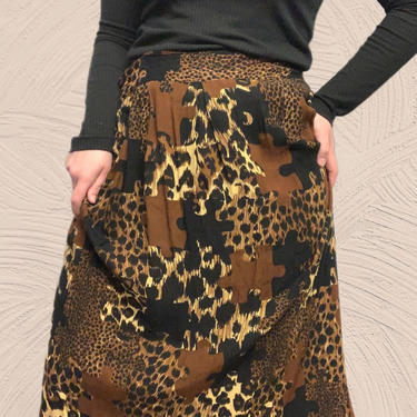Brown and Black Leopard Skirt 