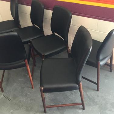 Danish Rosewood and Leatherette Dining Chairs - Set of Six (6)