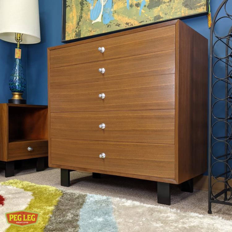 Mid-Century Modern walnut highboy from the Basic Cabinet Series by George Nelson for Herman Miller