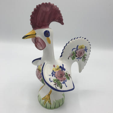 Vintage Hand-painted Decorative Traditional Ceramic Portuguese Good Luck Rooster 8.5&amp;quot; 