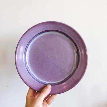 Vintage Studio Pottery Ceramic Purple Glazed Plate 