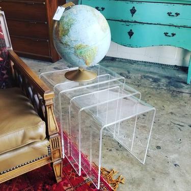 Just in! Set of 3 Lucite nesting tables. $150