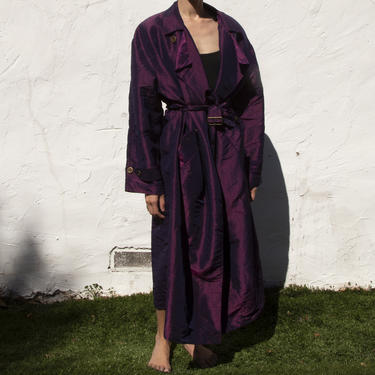 90s metallic purple trench coat 