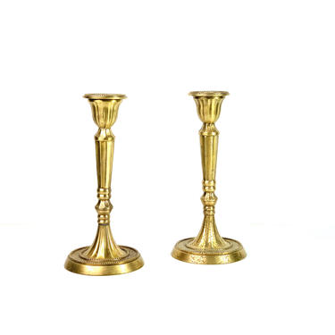 Vintage Solid Brass Weighted Pair Candlesticks, Candlestick Holders 