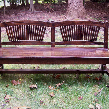 Reclaimed Antique Oak Rustic Spindle Back Bench 