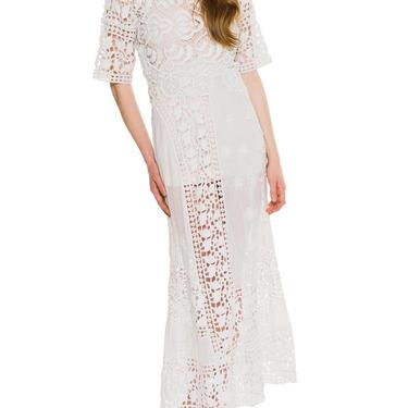 Edwardian White Cotton Asymmetrical Oversized Lace Tea Dress 