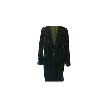 Ann Demeulemeester Black Velvet Pinstripe Overcoat Sz 42 