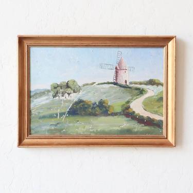 Double-Sided Landscape Painting with Windmill