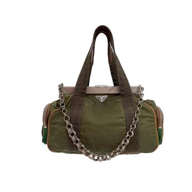 Prada Olive Nylon Chain Shoulder Bag