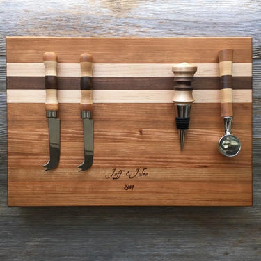 Cherry Cutting Board and Kitchen Set, with Maple & Walnut Accents 