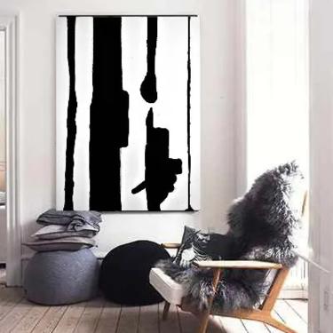 Black/White Modern 24x36 Minimalist Canvas Painting Abstract Painting Art Artwork Original Painting Contemporary Art Large by Dina by Art