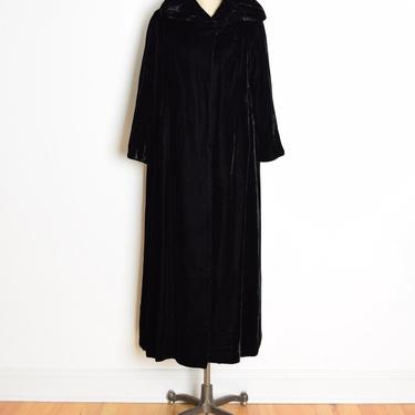 vintage 60s coat SAKS FIFTH AVE black velvet hooded goth opera cloak jacket L clothing 