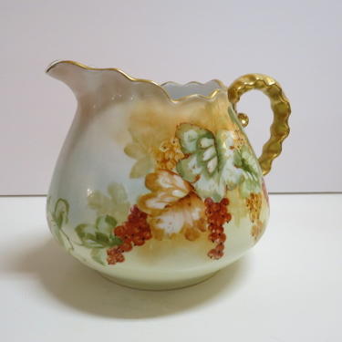 Antique Bavarian hand painted porcelain pitcher