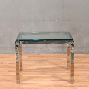 Mid Century Glass &amp; Chrome End Table – ONLINE ONLY