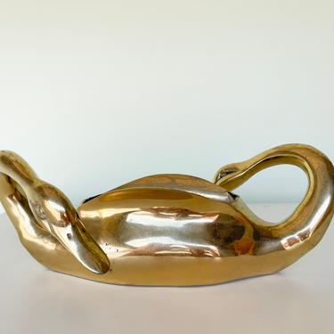 Brass Swan Cachepot