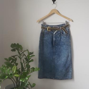 Vintage 1980s Acid Wash Jordache Denim Blue Skirt| 1980s 80s acid wash Skirt| Vintage Denim 