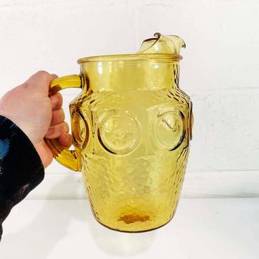 Vintage Yellow Glass Pitcher Sunshine 1970s Iced Tea Lemonade Mid-Century Colorful Home Decor Serving Amber Party MCM Beach BBQ Picnic Dot 