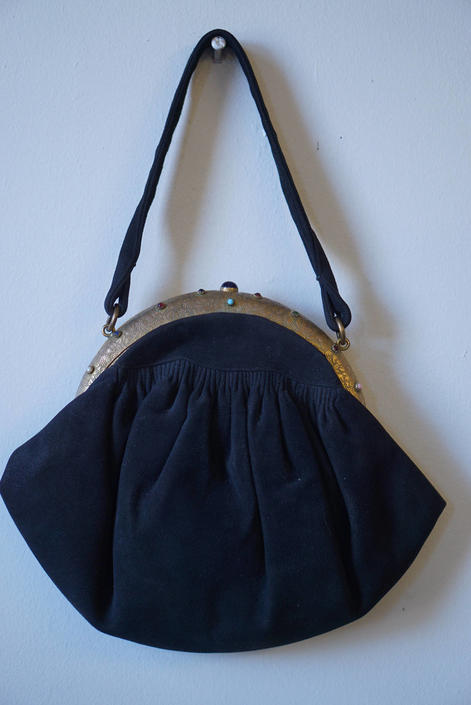 1940s Brass and Glass Stone Purse Made in France 
