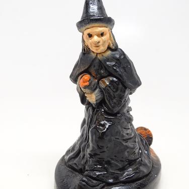 Vintage Halloween Witch on Broom,  Retro Party Decor 