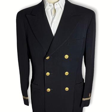 Vintage 1950s Double-Breasted US Navy Uniform Jacket ~ 38 to 40 R ~ Wool Gabardine ~ Blazer / Sport Coat ~ USN ~ Korean War ~ Clothcraft 
