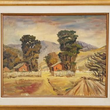 Galen Wolf Original California Oil Painting Barns & Eucalyptus 
