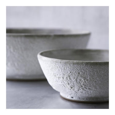 SHIPS NOW-  2 Stoneware Bowls in white crater glaze by sarapaloma 