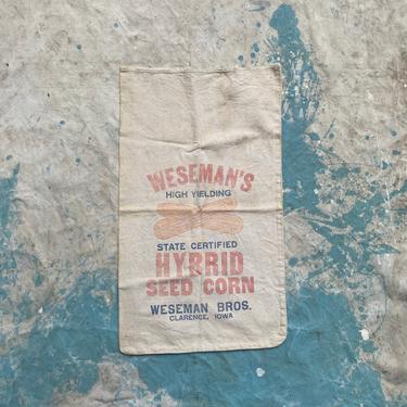 Vintage Weseman Bros Hybrid Seed Corn Sack Farm Decor Clarence, IA 
