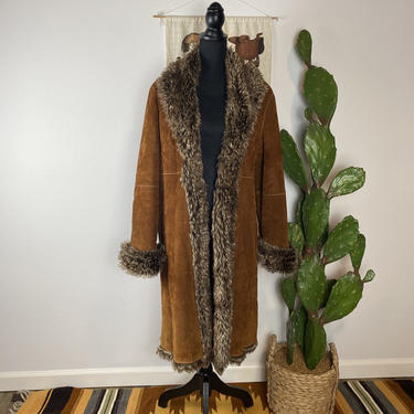Vintage Penny Lane Style Long Suede Duster Jacket 