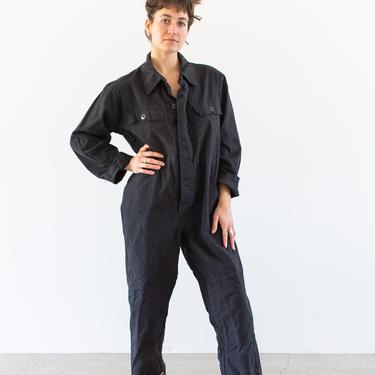 Vintage Black Cotton Canvas Coverall | Jump Suit Jumpsuit Onesie Mechanic | Boilersuit Boiler Suit | S M 
