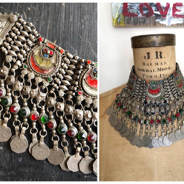 vintage Kuchi choker, tribal necklace / boho necklace - vintage tribal jewelry / festival choker, festival necklace / vintage tribal choker 