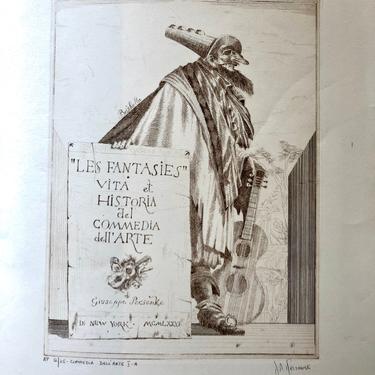 Large Vintage Limited Edition Signed Etching titled Comedia Dell Arte T-A,AP 12/25, by J. A. Pecseme 