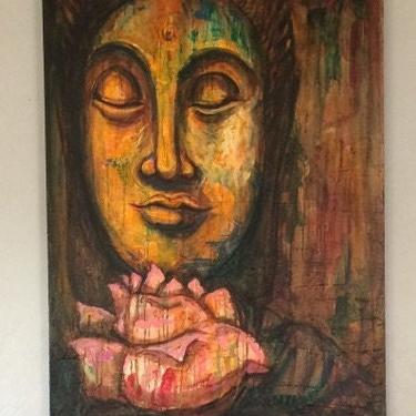 Acrylic Buddha on Canvas by Carlos Arroyave 