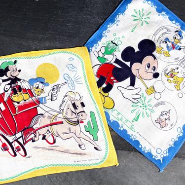 Vintage Mickey Mouse Children's Handkerchiefs (Set of 2) - Classic Disney Children's Hankies - Vintage Disney | FREE SHIPPING 