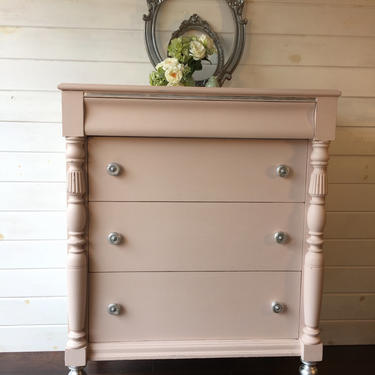 Antique Dresser, Four Drawer, Painted and Silver Leafed