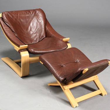Kroken Lounge Chair and Stool by Ake Fribytter for Nelo, Sweden