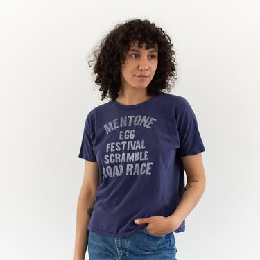 Vintage Blue Tee T-Shirt | Spruce Crewneck Tee | Made in USA | Mentone Egg Festival Scramble Road Race S M | 