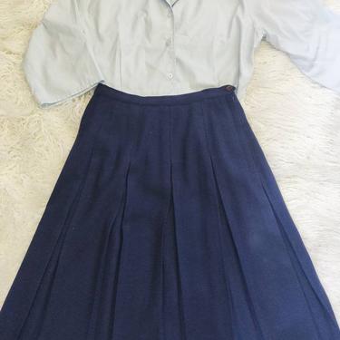 Vintage 1960s Carol Brent Skirt and Shirt Set // Wool Pleated Skirt and Sheer Blouse 