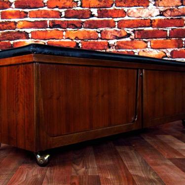 Groovy Mid Century Modern Walnut Bench Chest Table