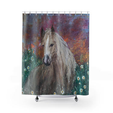 Horse Fields Of Flowers Shower Curtain ~ Horse Bath Curtain ~ Farmhouse Décor ~ Bathroom Décor ~ Western Style Shower Curtains 
