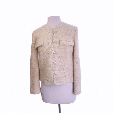 Vintage 60s Saks Fifth Avenue box jacket| cream tweed jacket| 